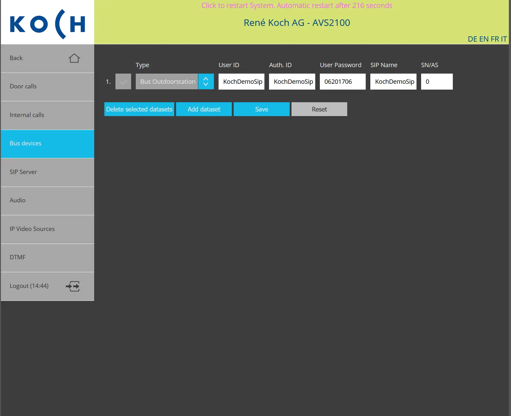 BUS device Settings
