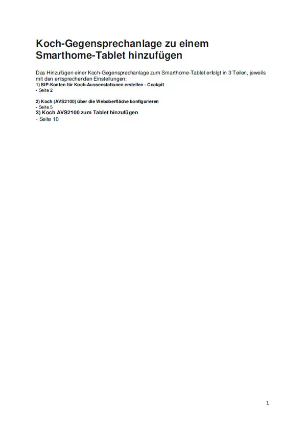 Koch Intercom QuickGuide