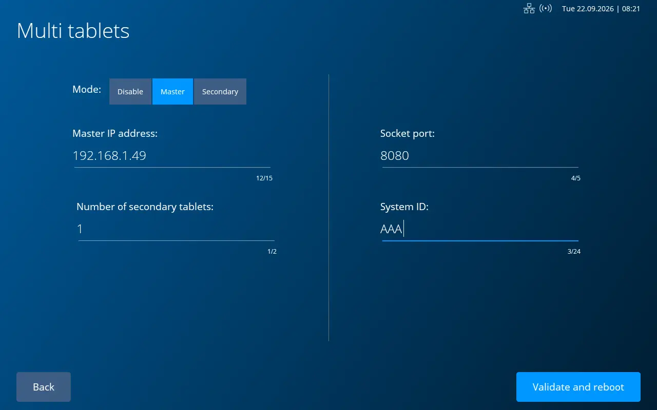 Master multi-tablet settings