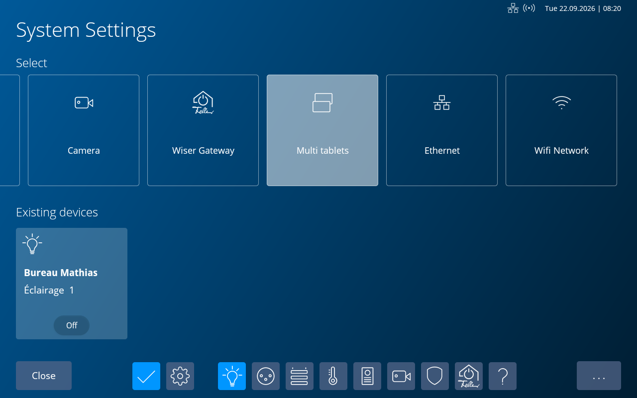 Multi tablets entry in System Settings